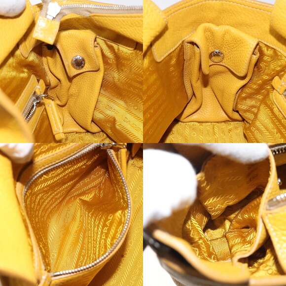 PRADA Hand Bag Leather Yellow Silver - Picture 12 of 13